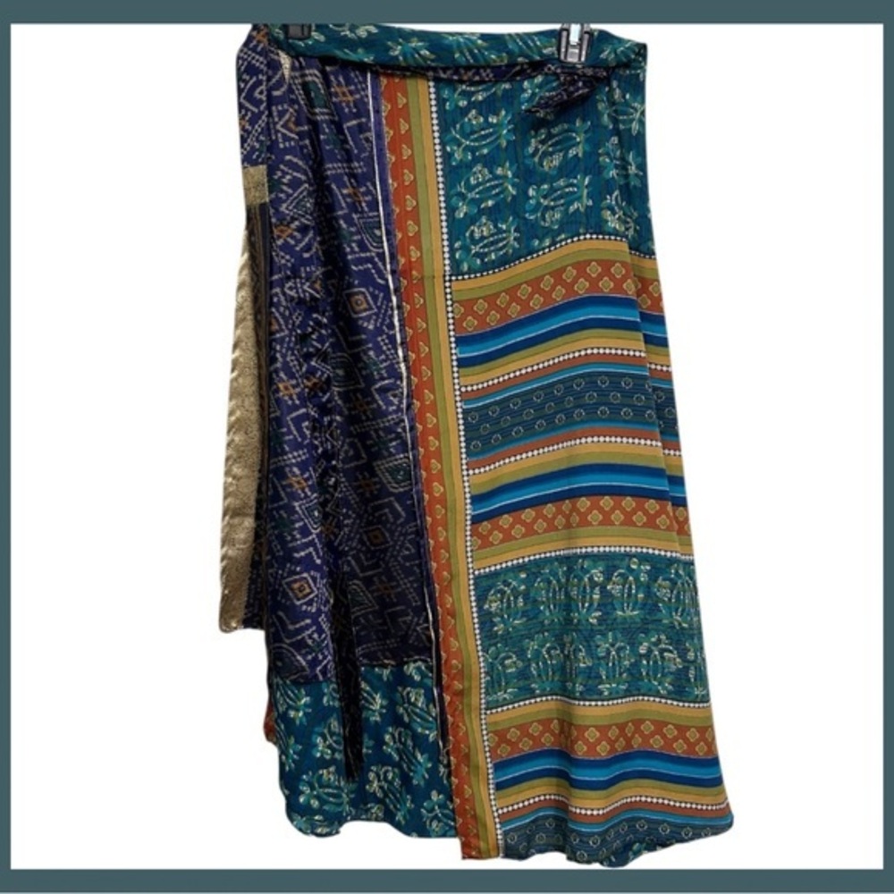 Vintage Multi Layer Patterns Silk Wrap Shirt - image 1